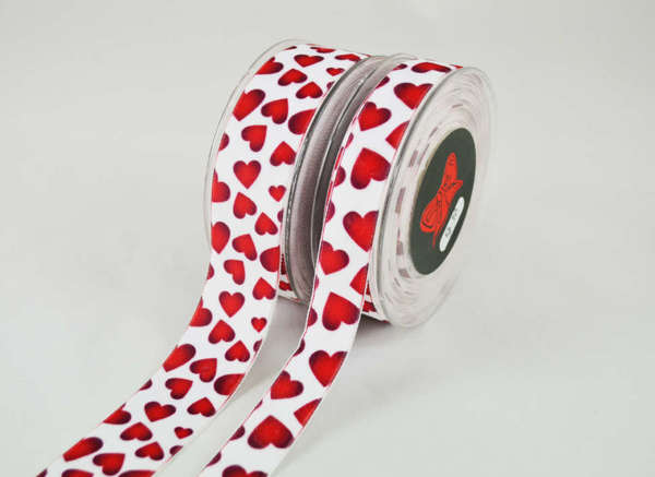 Κορδέλα holland velvet with backing red hearts